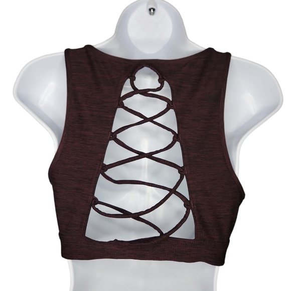 🍒 Hollister Crop Running Tank Burgundy M - Picture 2 of 2